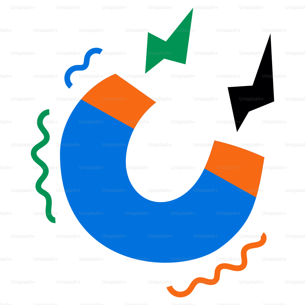 A cartoon magnet attracts with energy.