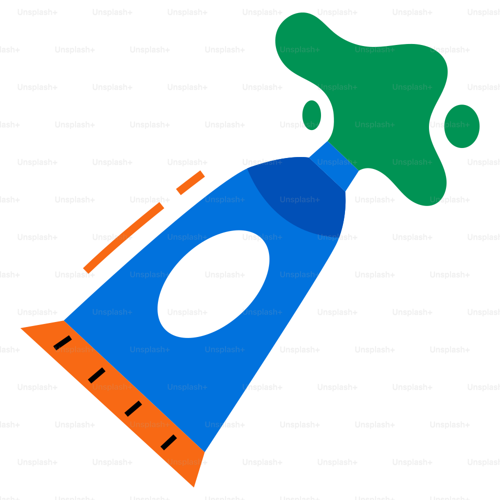 Green paint oozes from a blue tube.