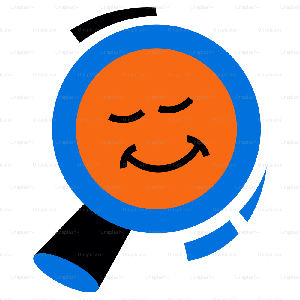 Un visage heureux dans une loupe. vectoriel – Image de Illustration sur  Unsplash, image size:3000x3000