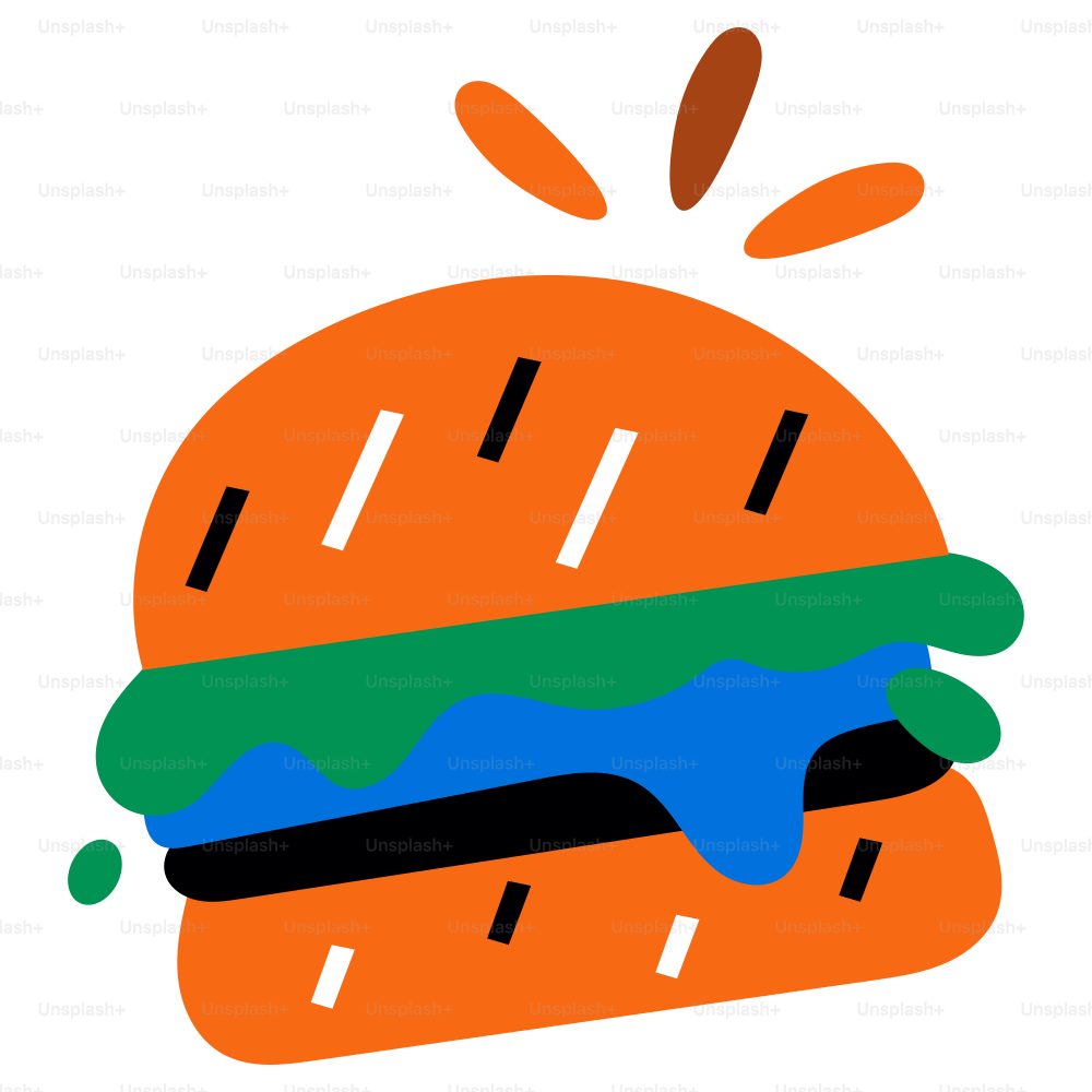 A colorful, animated burger is pictured.