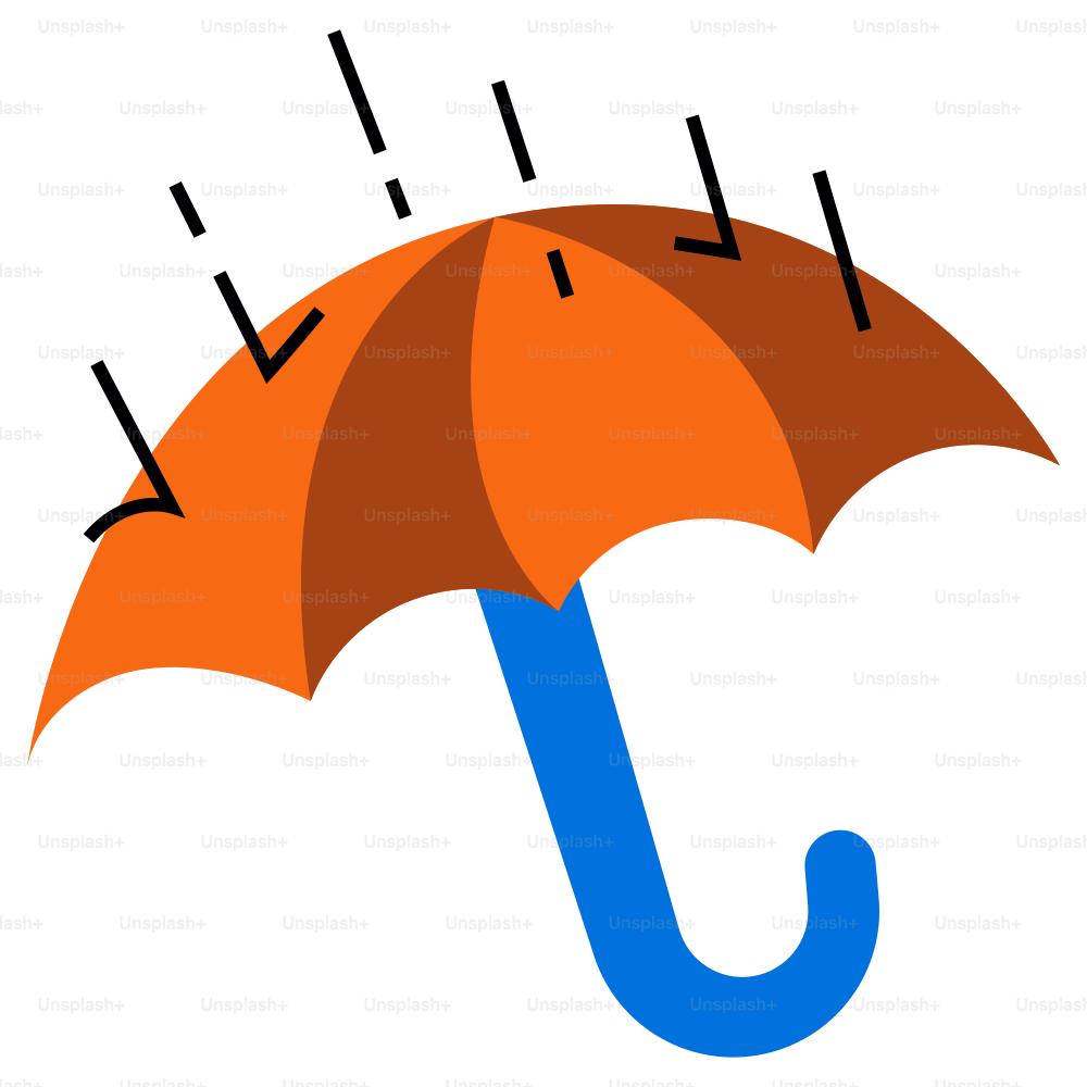It is raining on an orange umbrella.