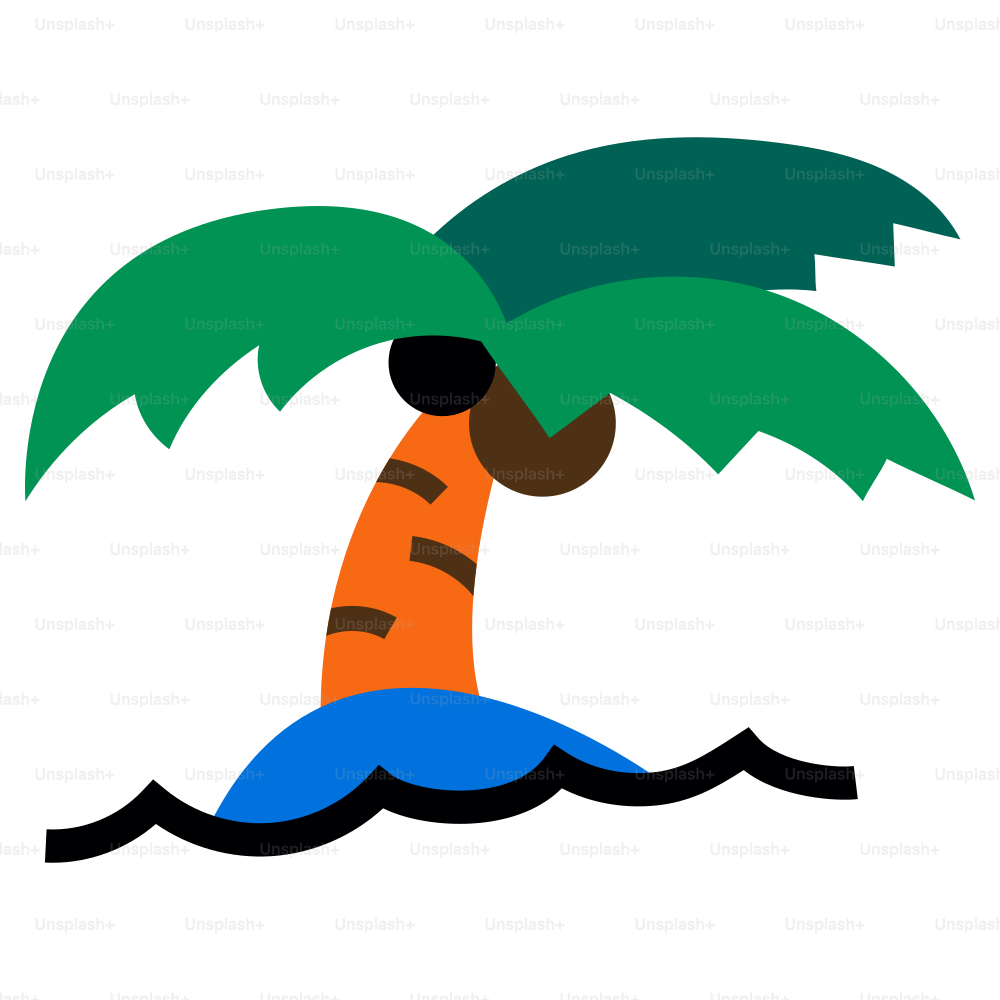 A palm tree on a tiny island.