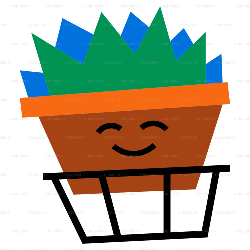 A smiling plant pot in a basket.