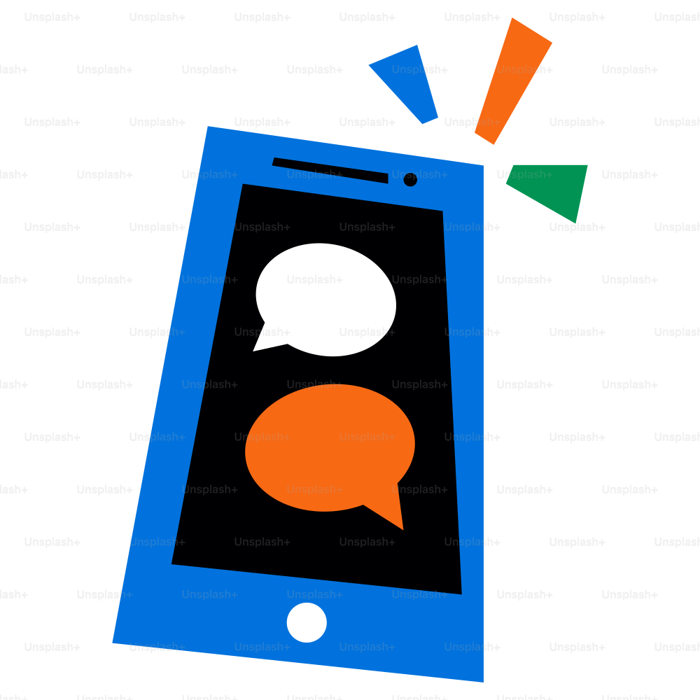 Phone with speech bubbles indicates a message.