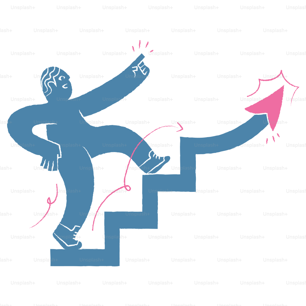 A person climbs towards success with direction.