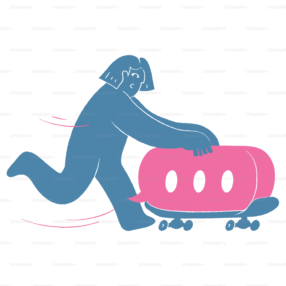 A person is skateboarding with a thought bubble.