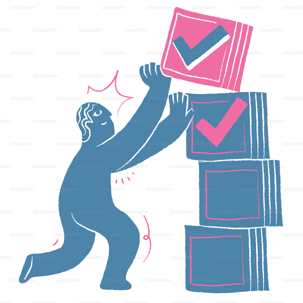 Someone is building a tower of completed tasks.