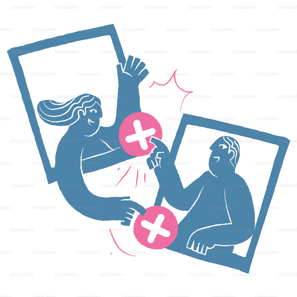 Les gens interagissent avec des symboles rouges en « x ».