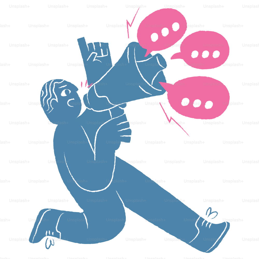 Someone is shouting into a megaphone.