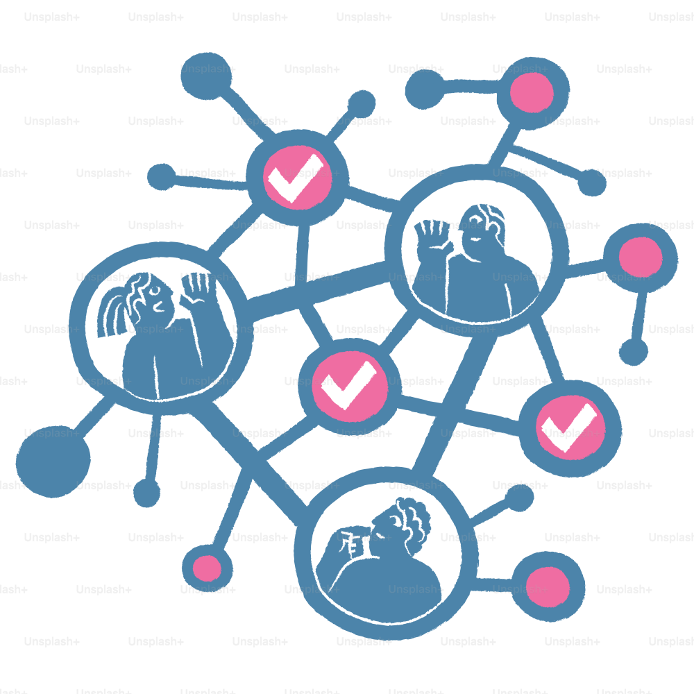 Network of people connected and approved.