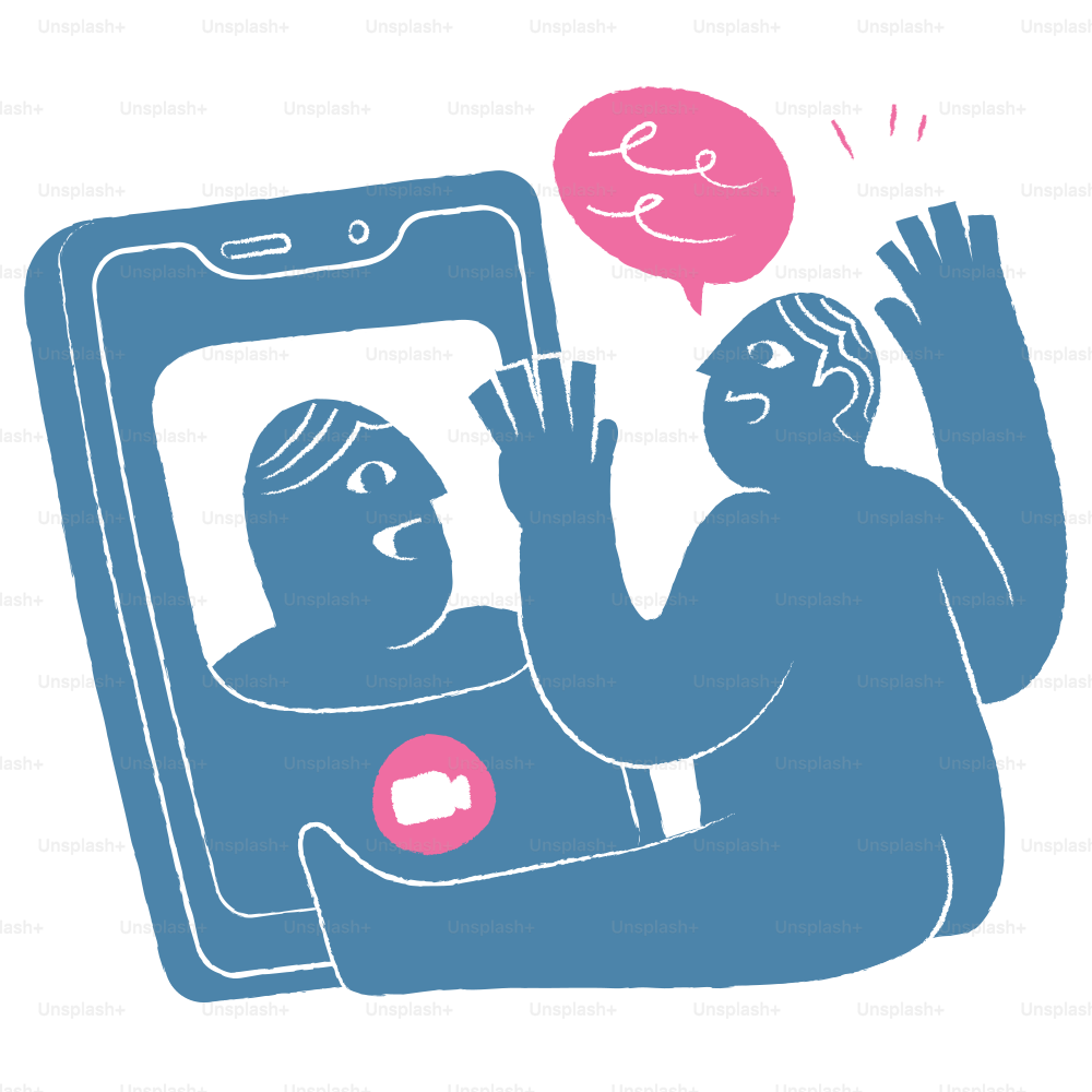 Two people are video chatting happily.