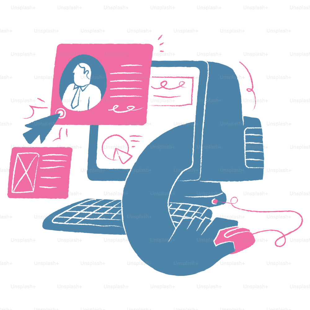 Computer e mouse che interagiscono con i contenuti online.