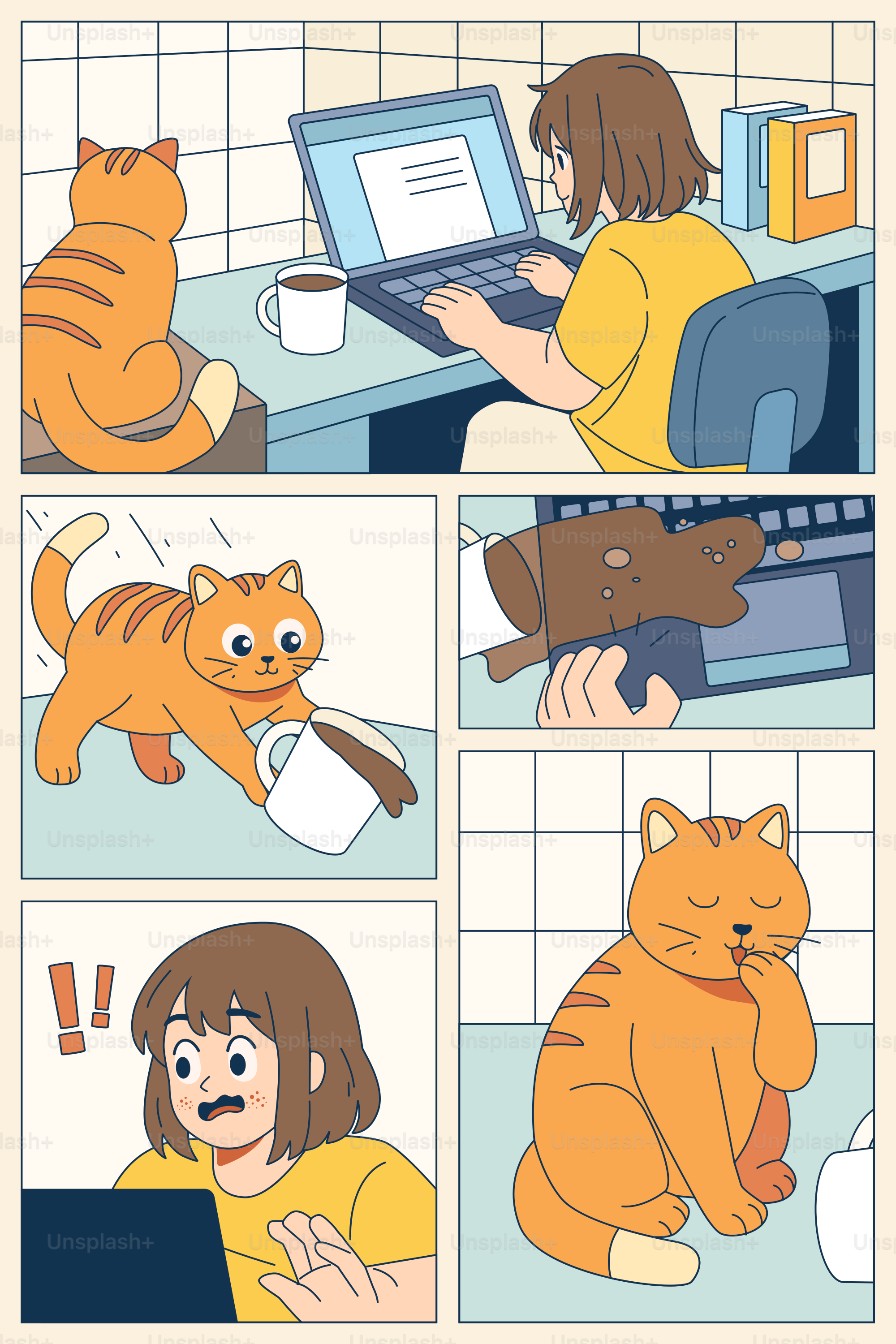 Un chat a renversé du café sur un ordinateur portable.