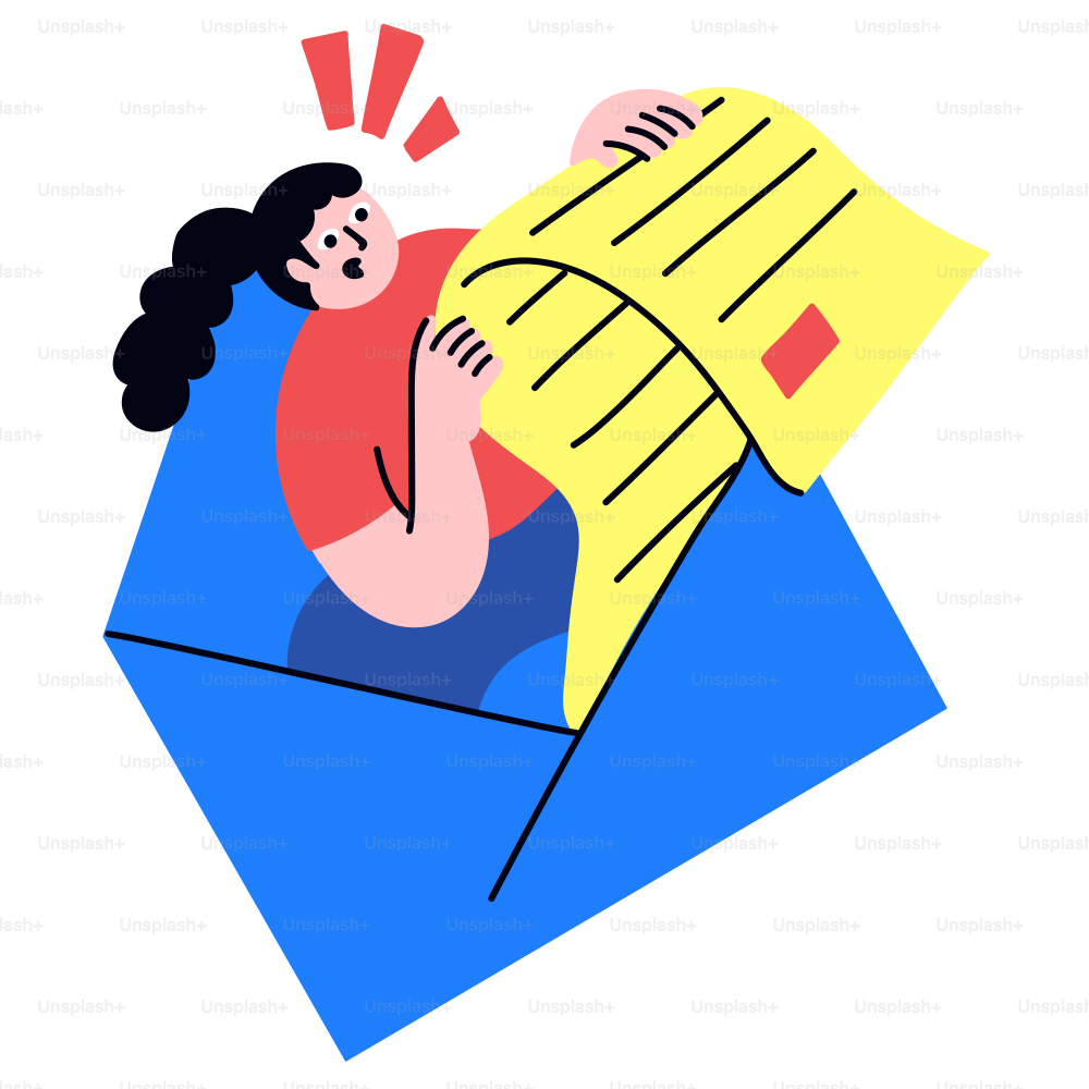 Woman receives a letter inside an envelope.