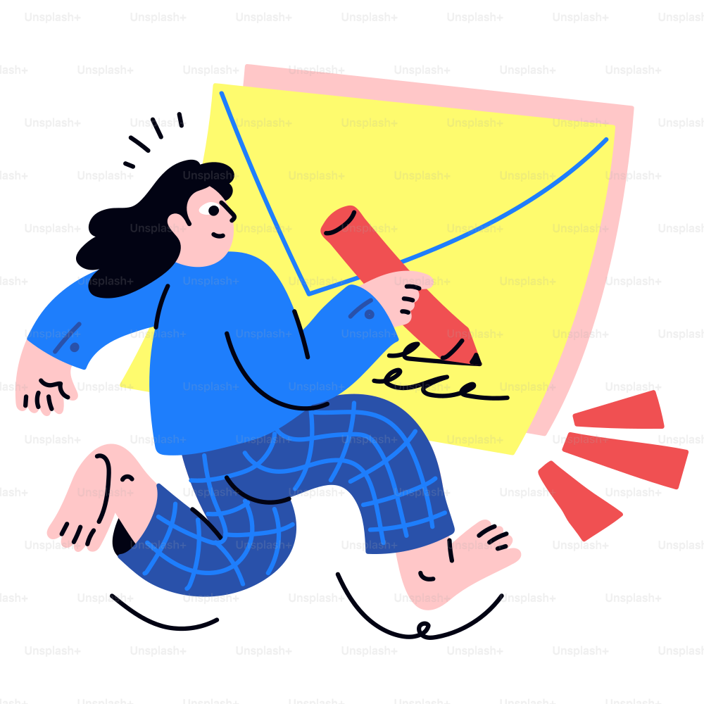 Woman writing a letter in a hurry.