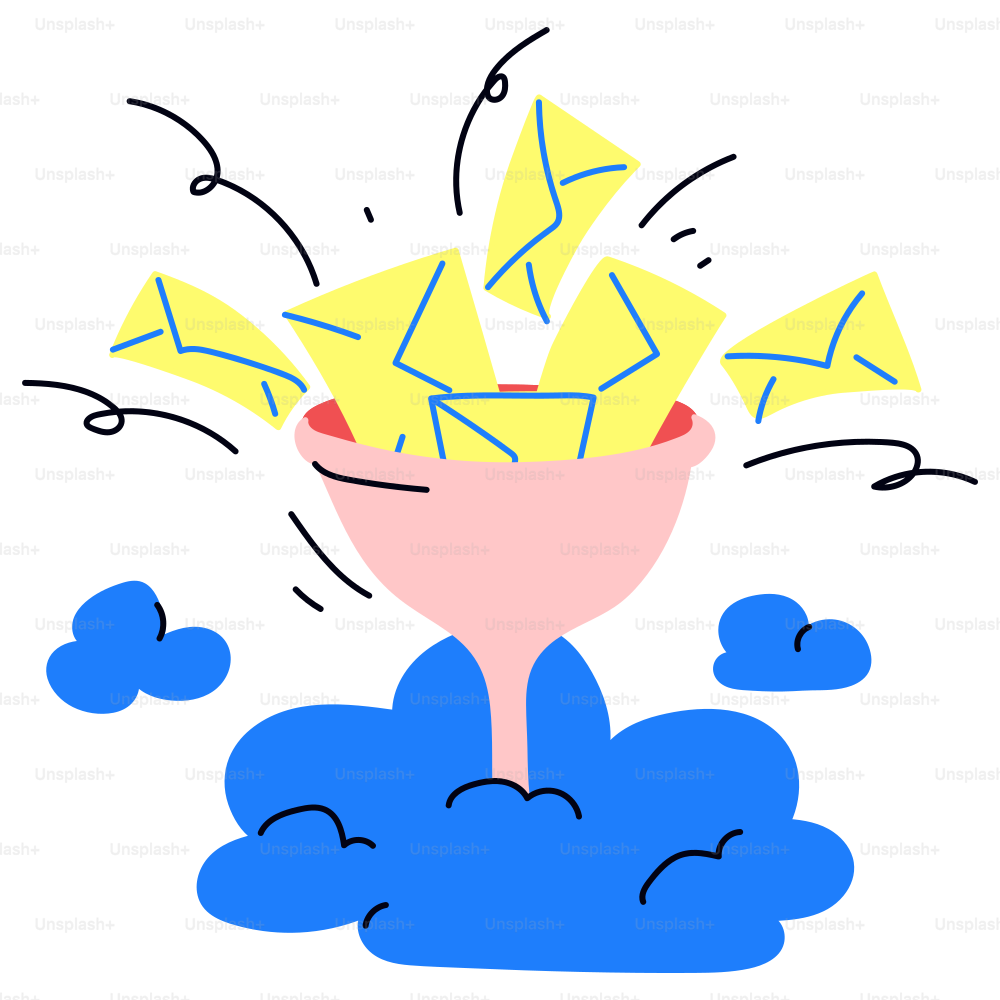 Emails are being filtered through a funnel.