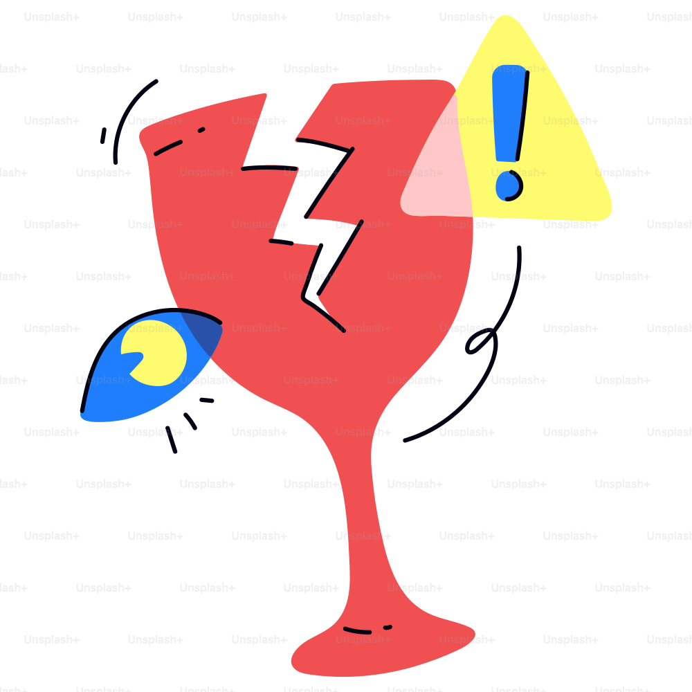 Broken glass warns of danger.