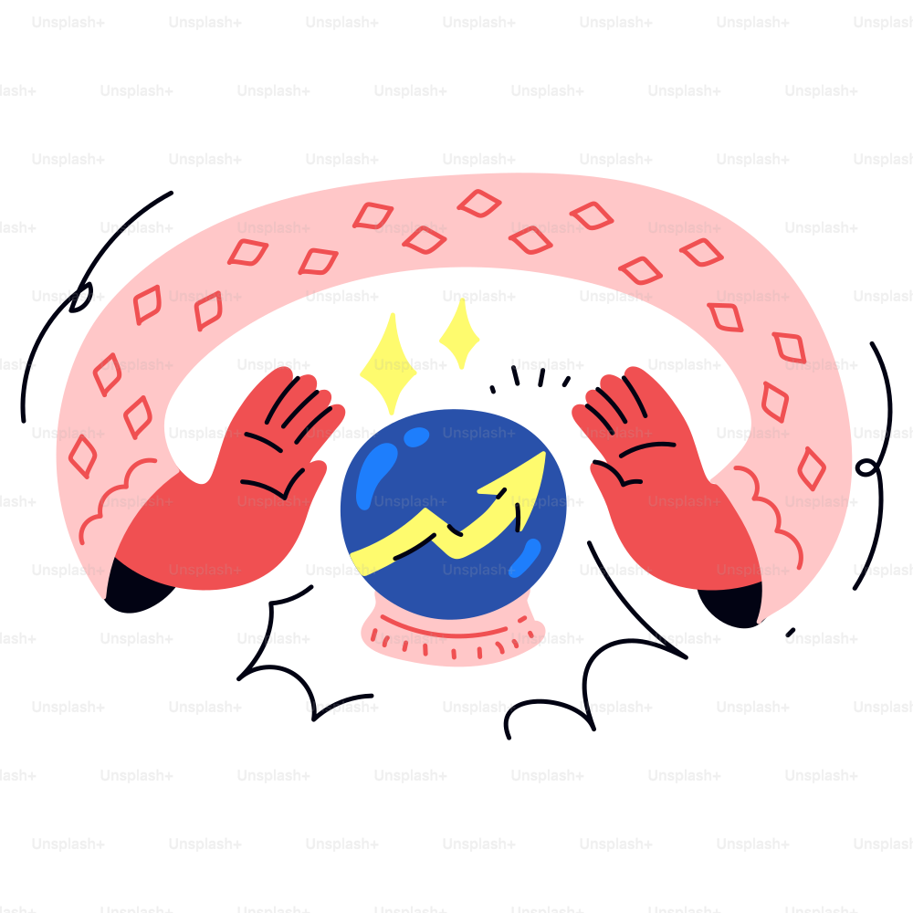 Le mani e la sfera di cristallo predicono una crescita positiva.