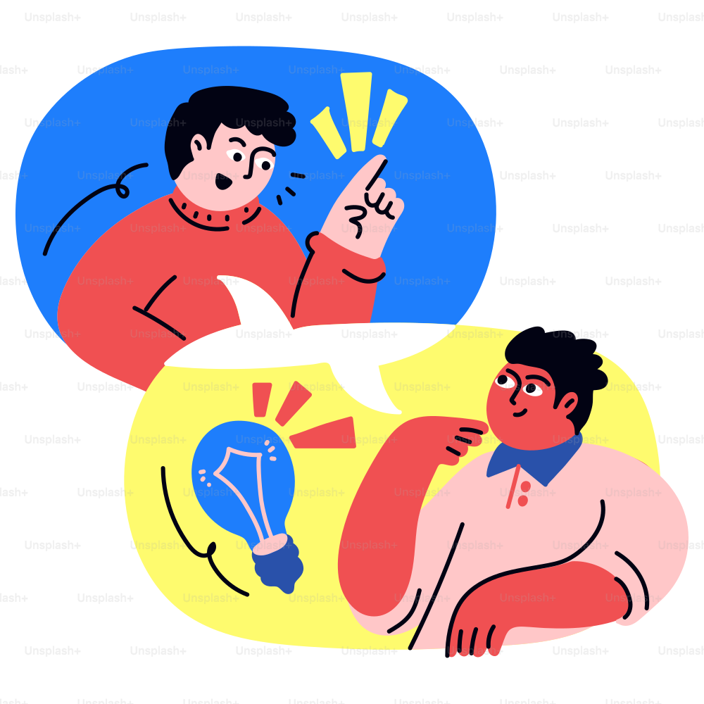 Duas pessoas estão fazendo brainstorming de ideias e soluções.