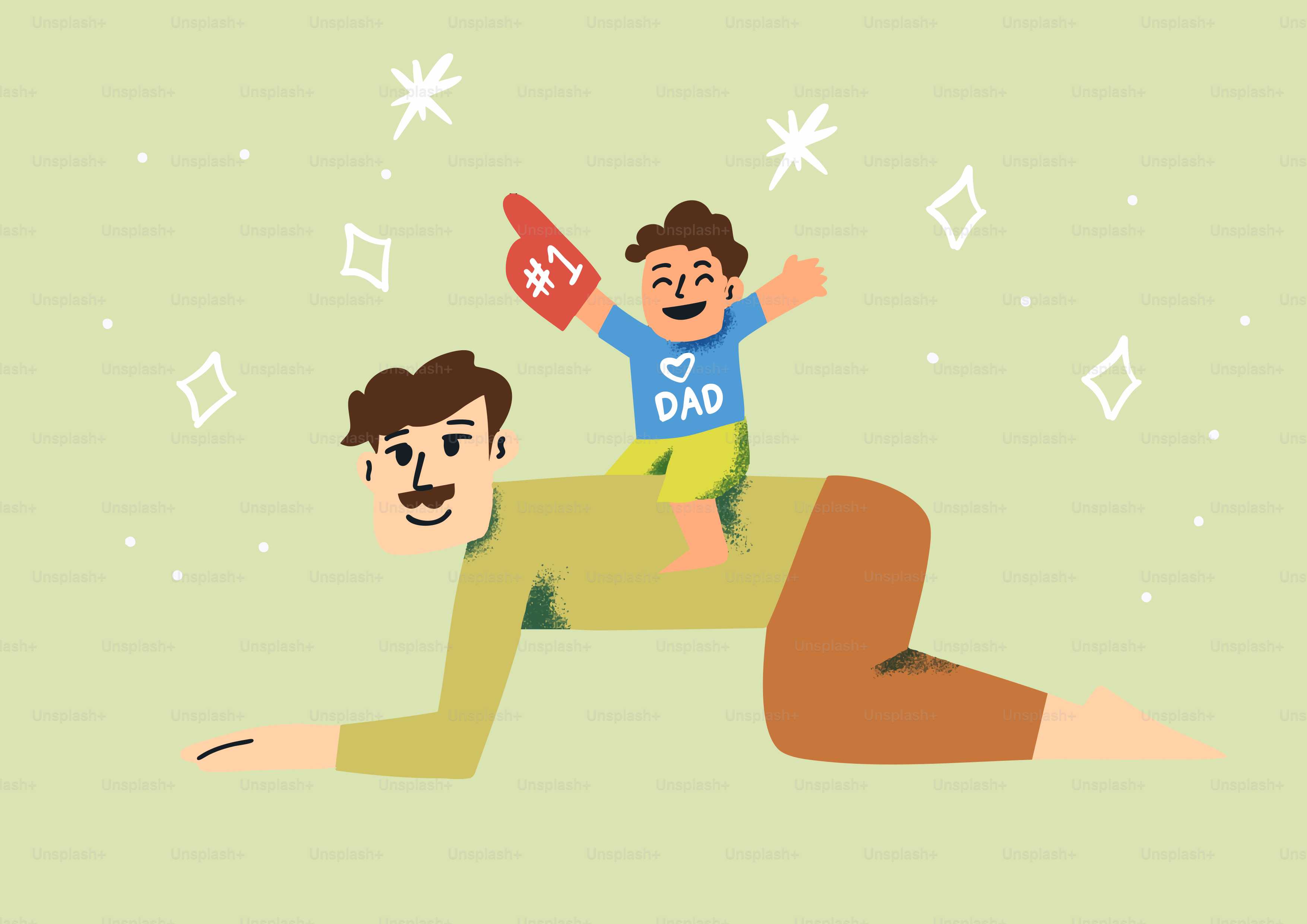 Father gives his child a fun piggyback ride.