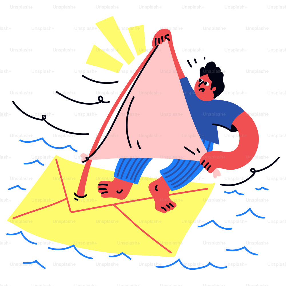 Der Mann ist auf einem Umschlag und enthüllt etwas.