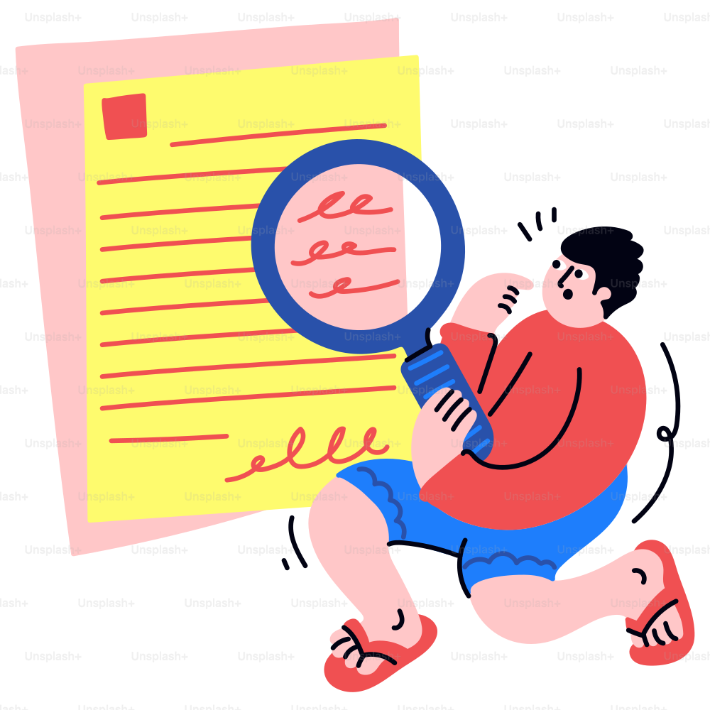 Une personne examine un document à la loupe.