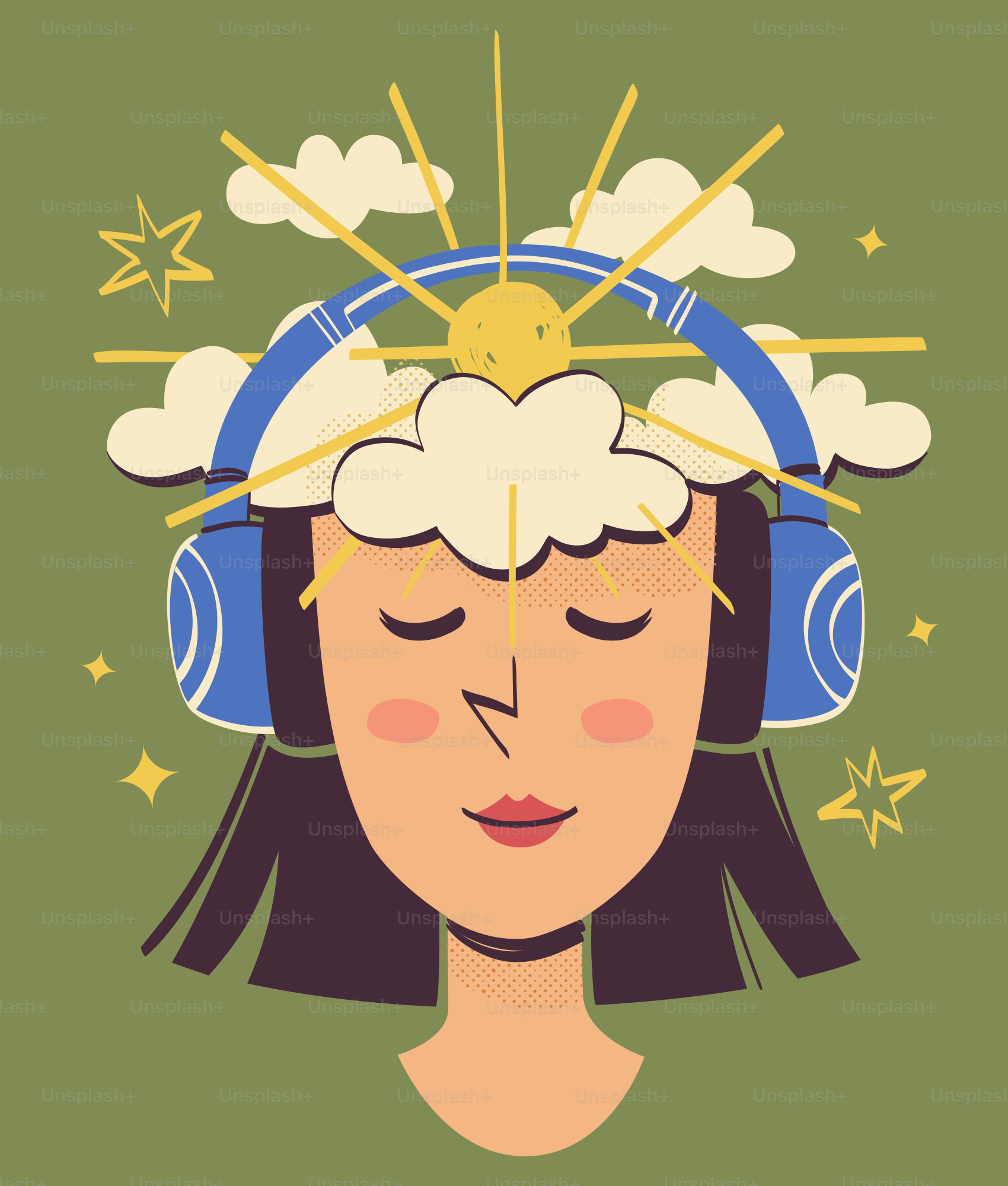 Listening to music with a peaceful state of mind.