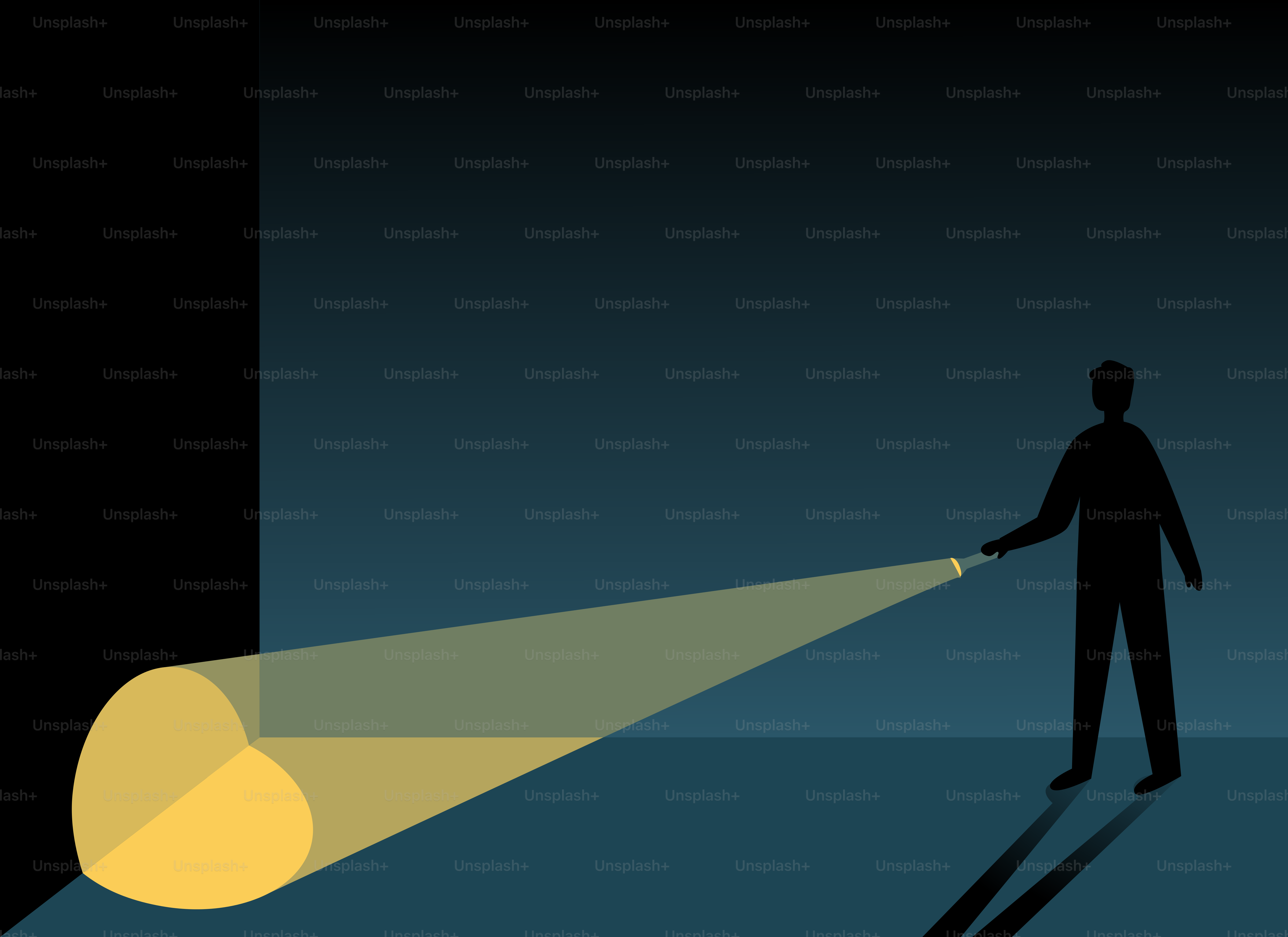 Une personne utilise une lampe torche pour explorer une zone sombre.