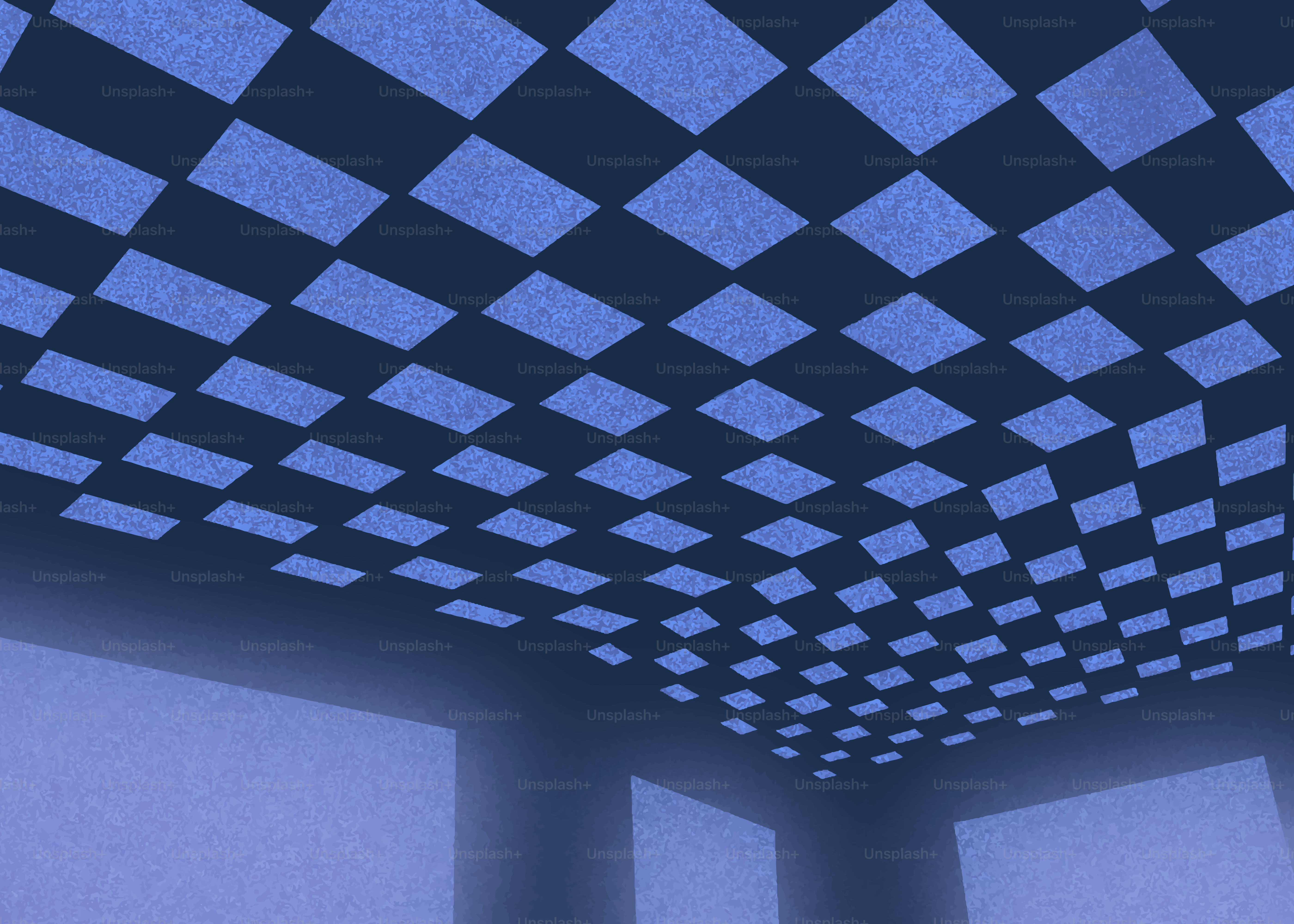 Eine karierte Decke ist von unten zu sehen.