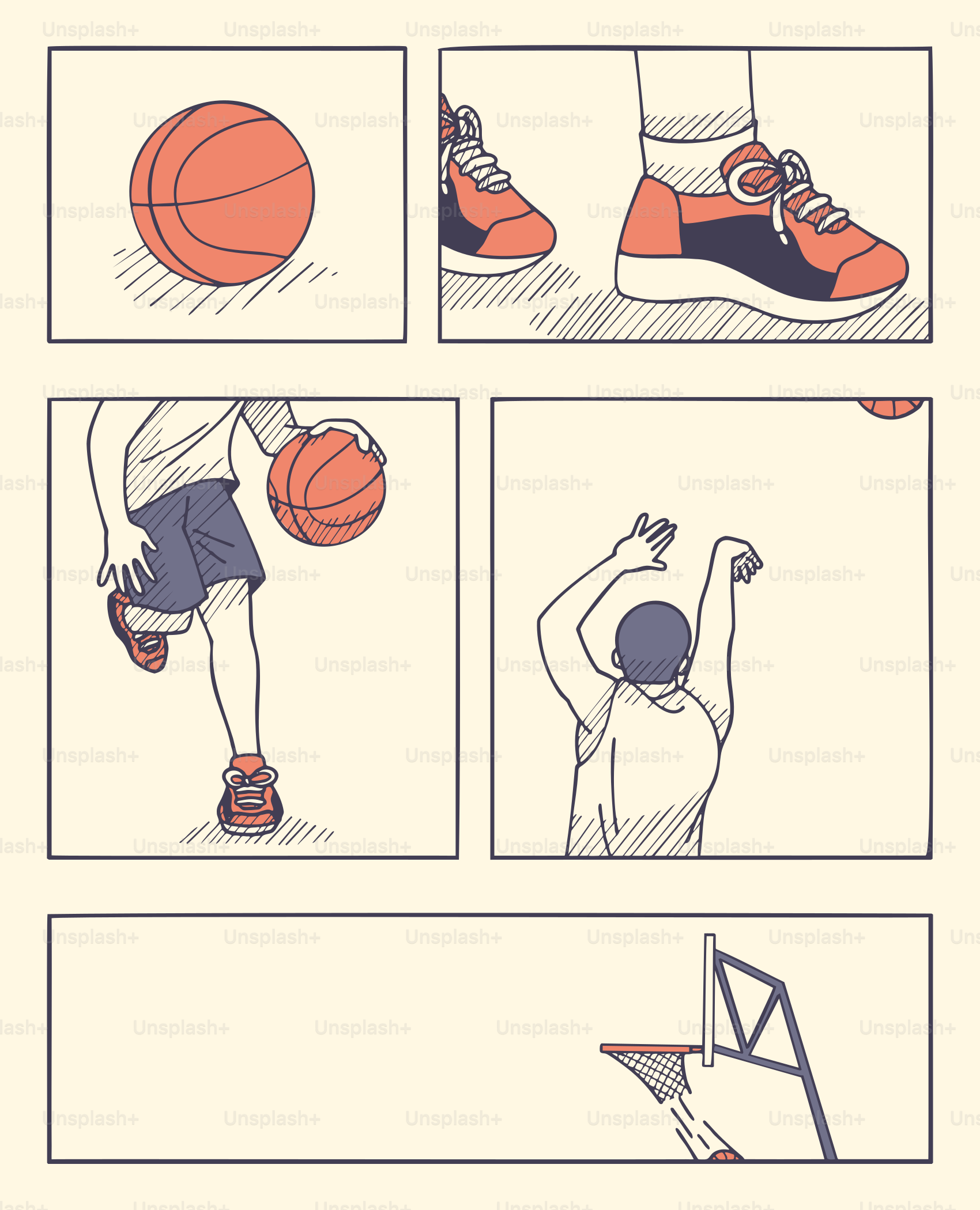 A player is dribbling, then shooting the basketball.