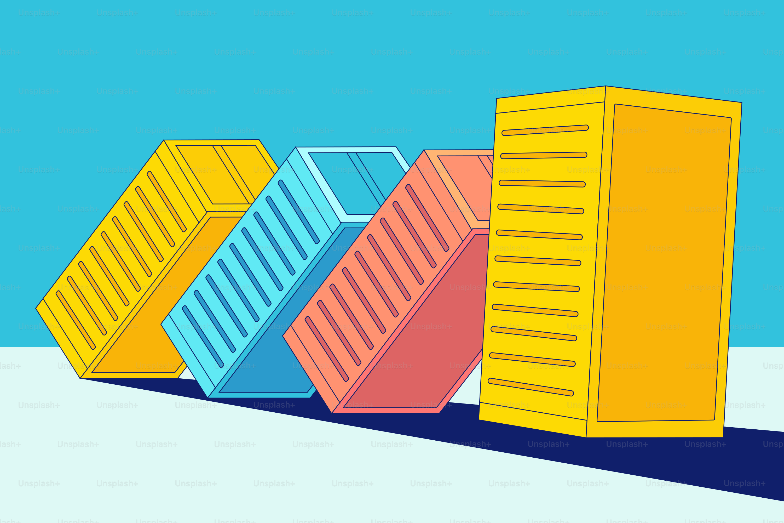 Falling blocks represent a chain reaction.