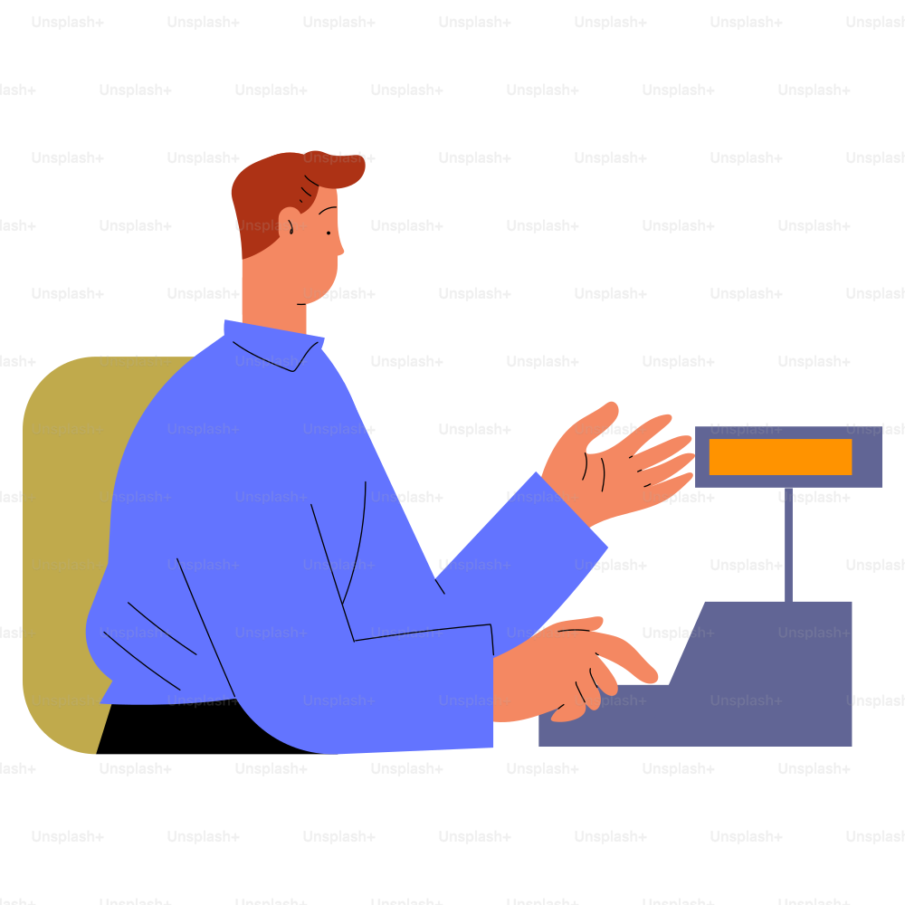 A man is working at a cash register.