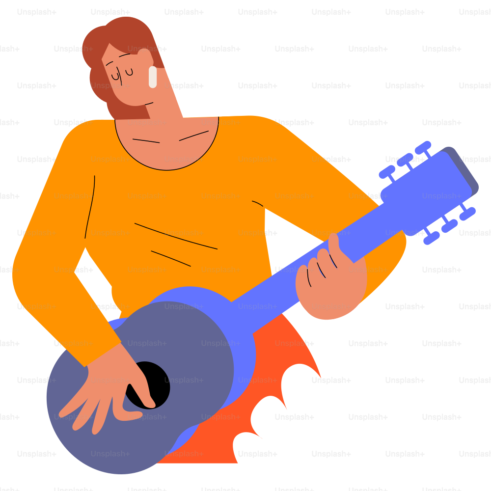 Un hombre está tocando la guitarra.