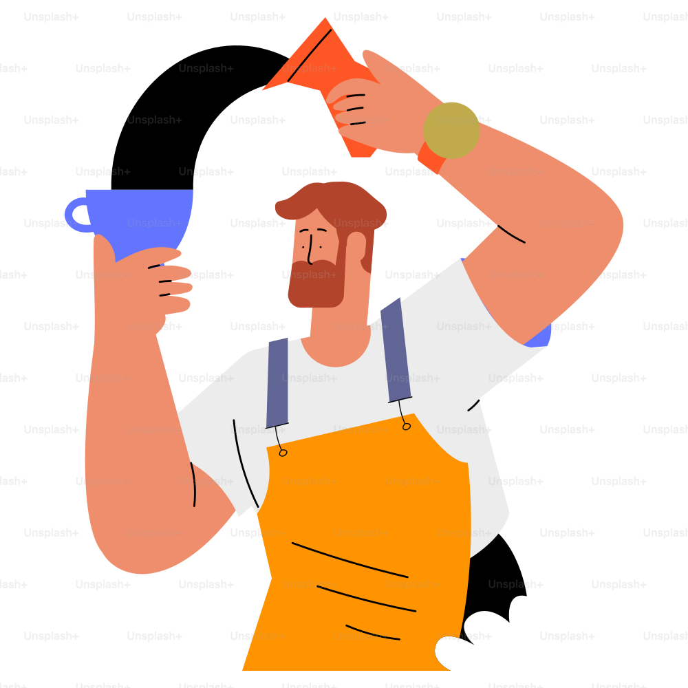 Barista is carefully pouring coffee into a cup.