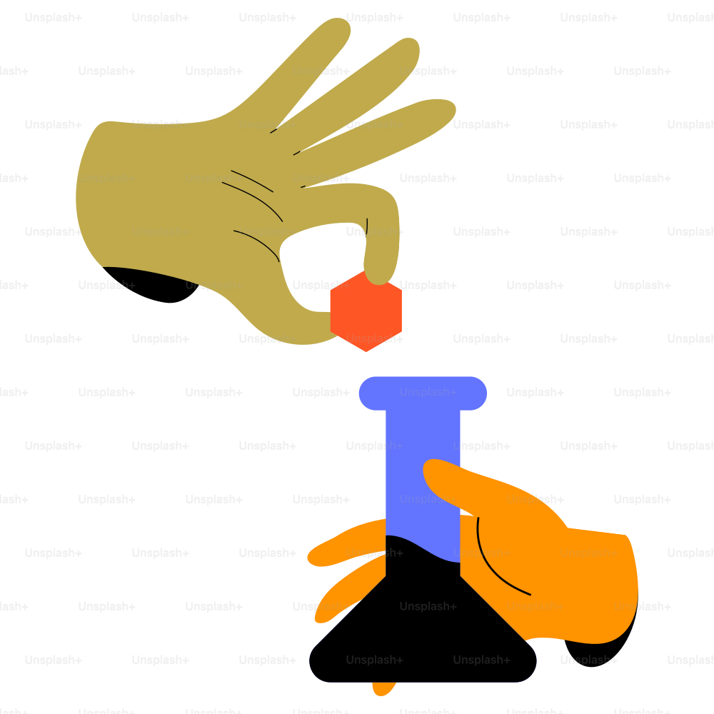 A hand adds a shape to a flask.