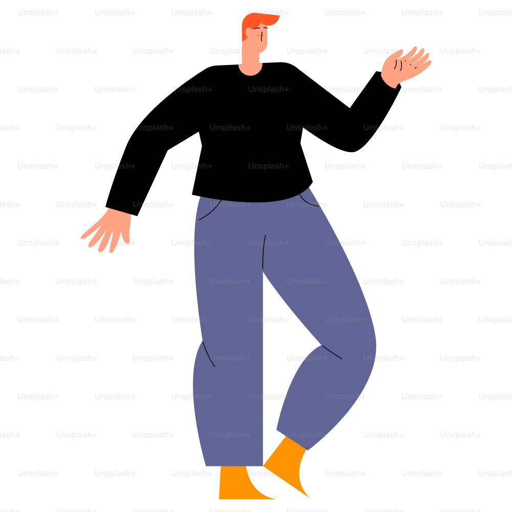 A man is standing and waving his hand.
