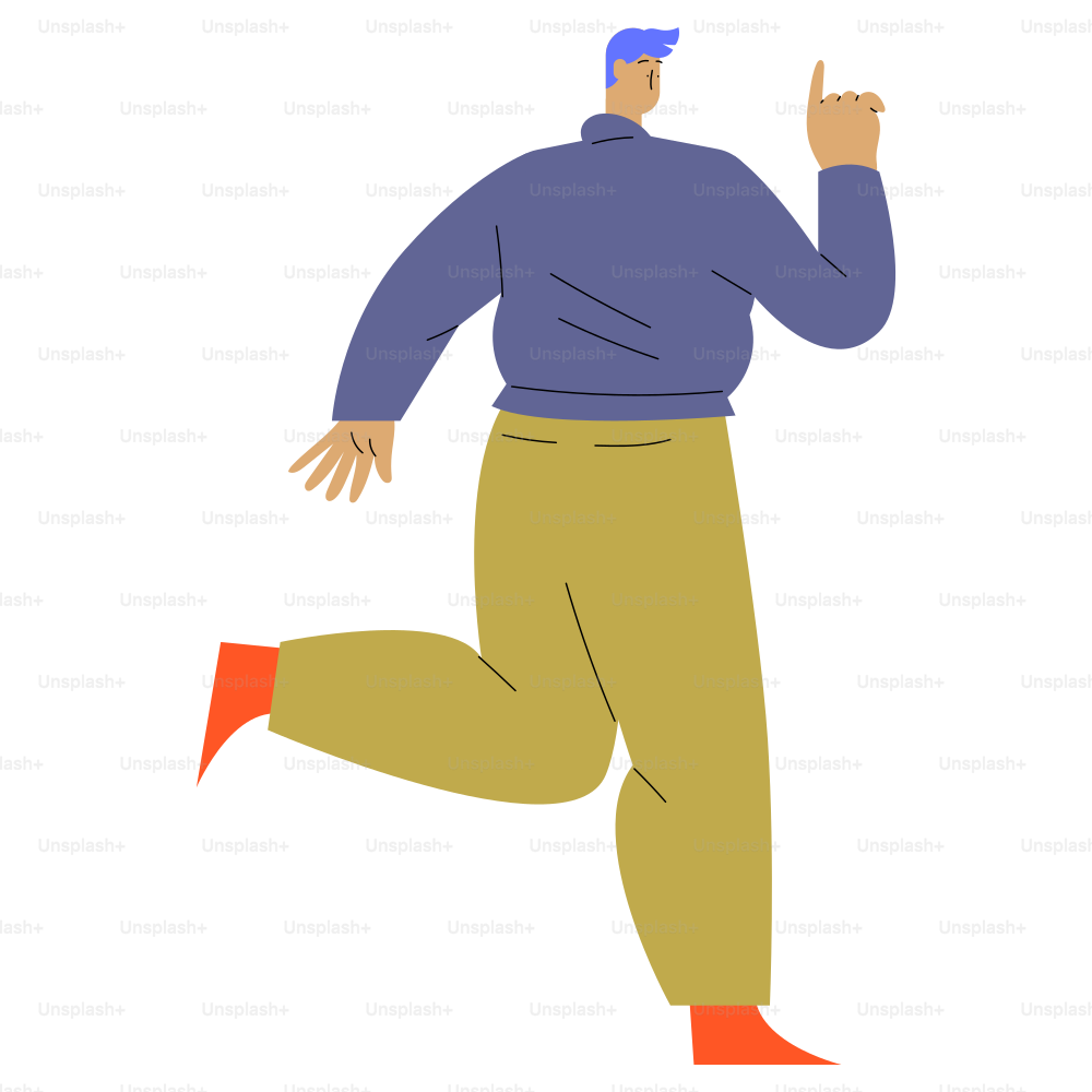 A person is pointing upwards and running.