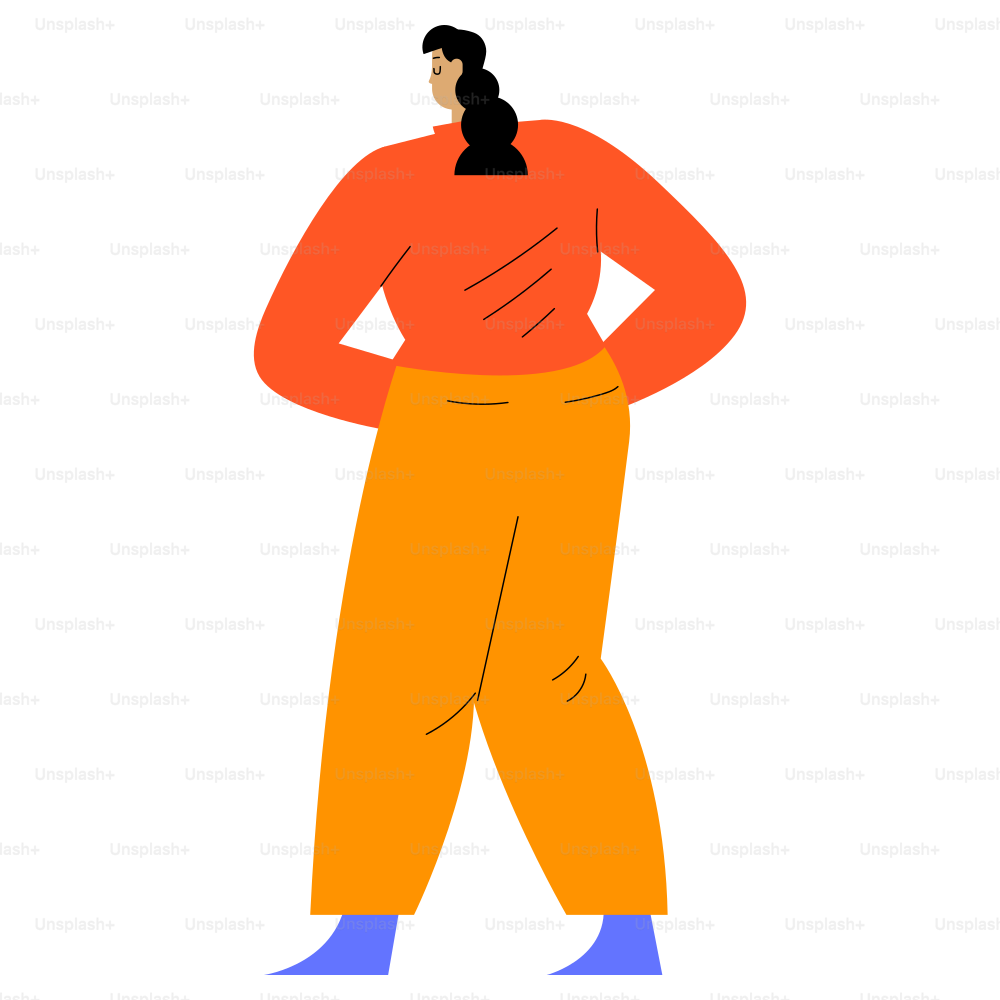 A woman stands with hands behind her back.