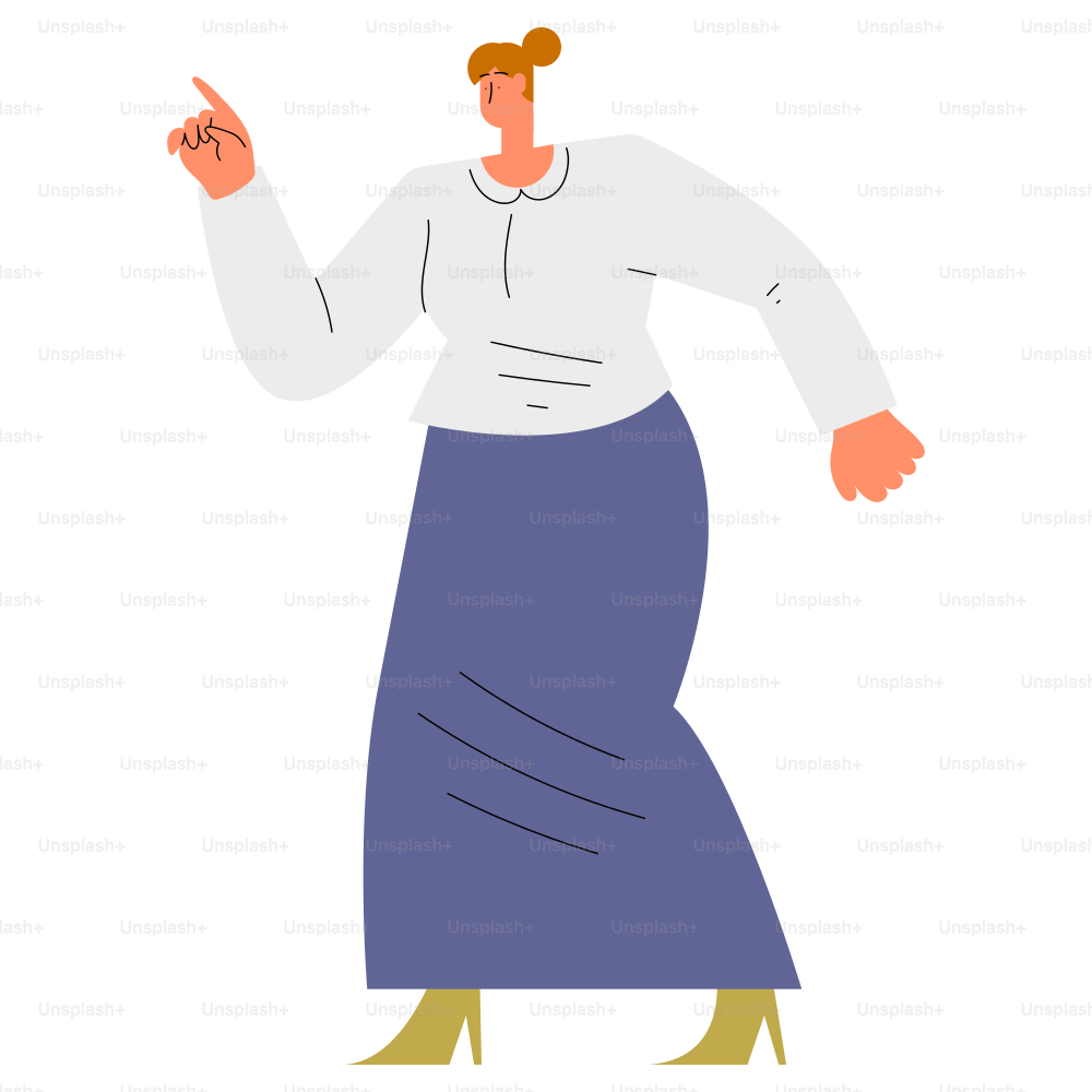 A woman points upwards, indicating something.