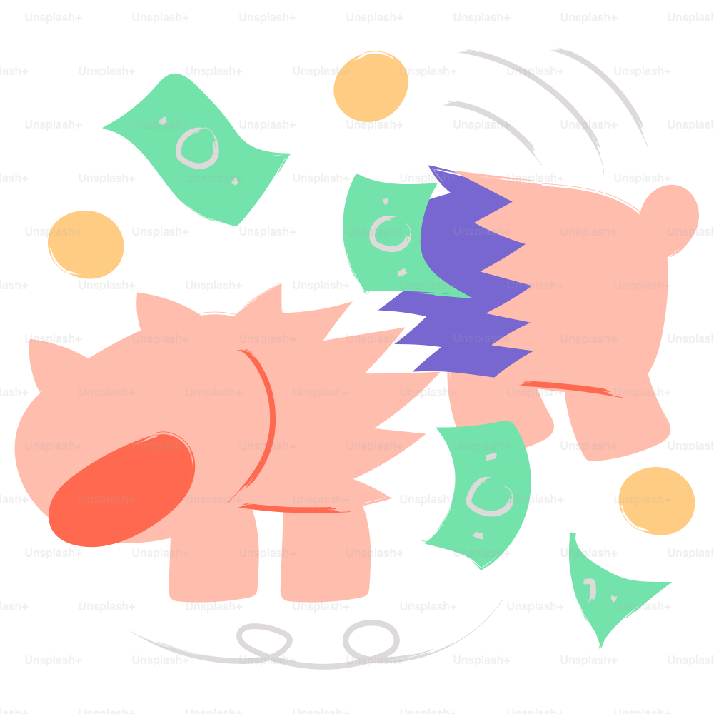 Il salvadanaio è rotto, spargendo soldi. vettoriale – Immagine di Denaro su  Unsplash, image size:3000x3000