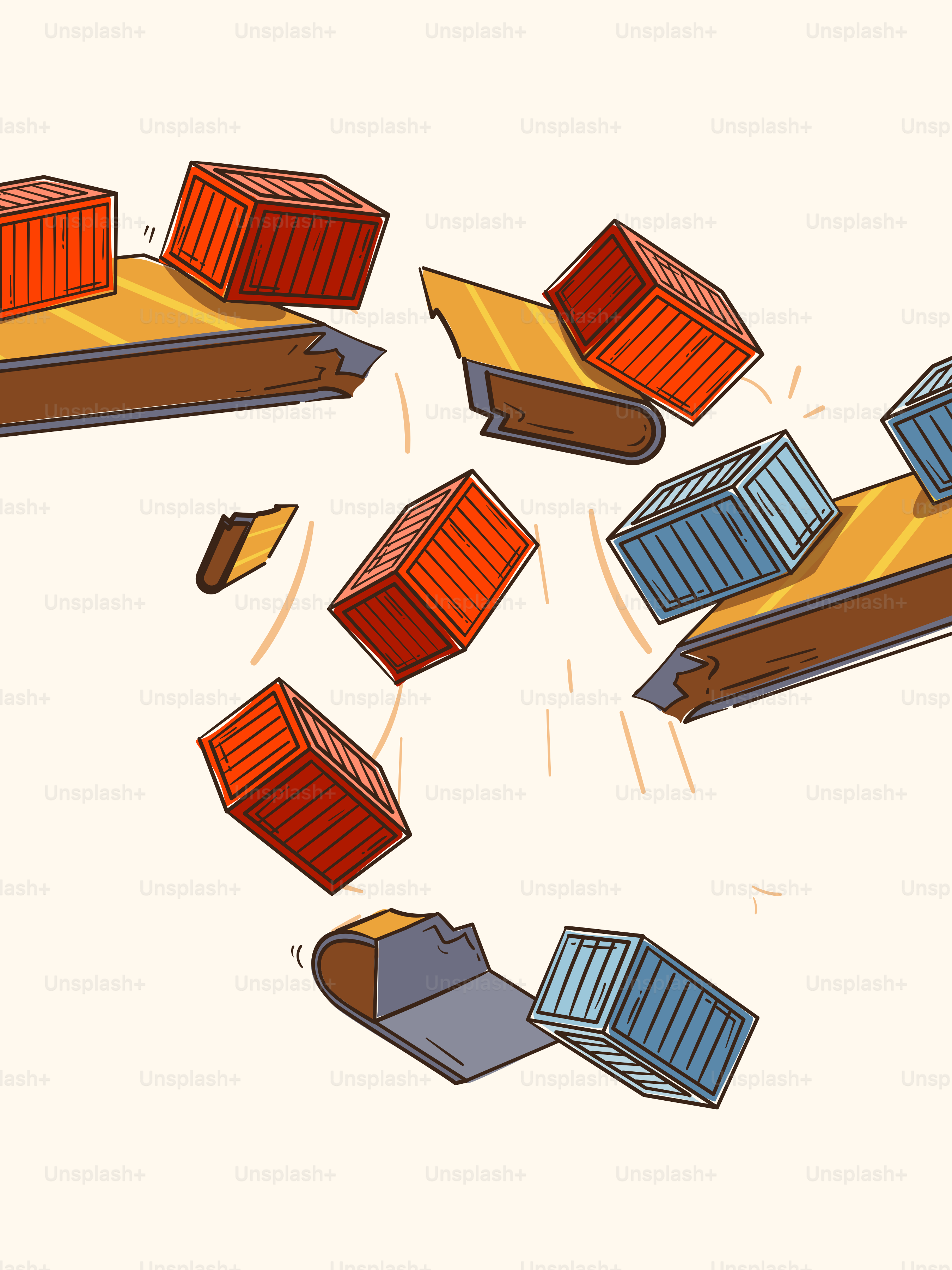 Cargo containers fall from a damaged ship.