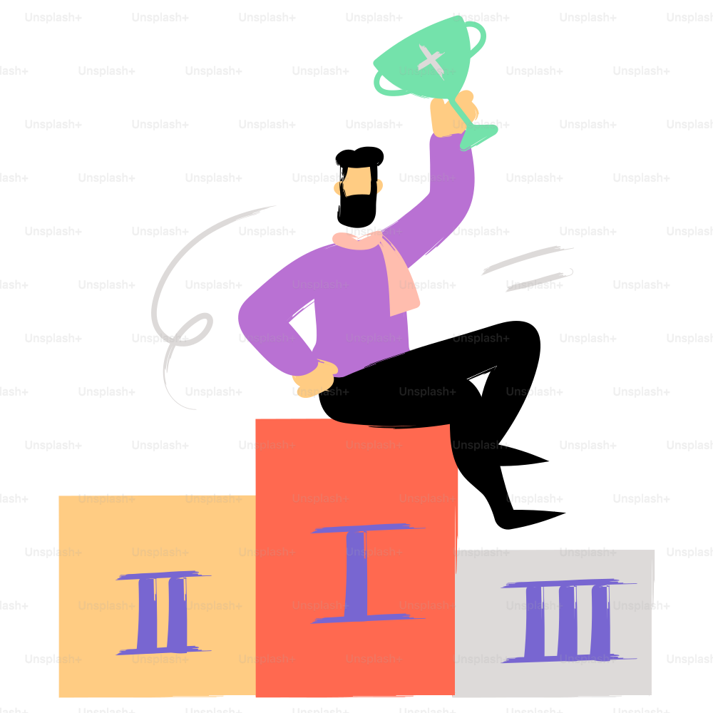 Man celebrates his victory with a trophy.