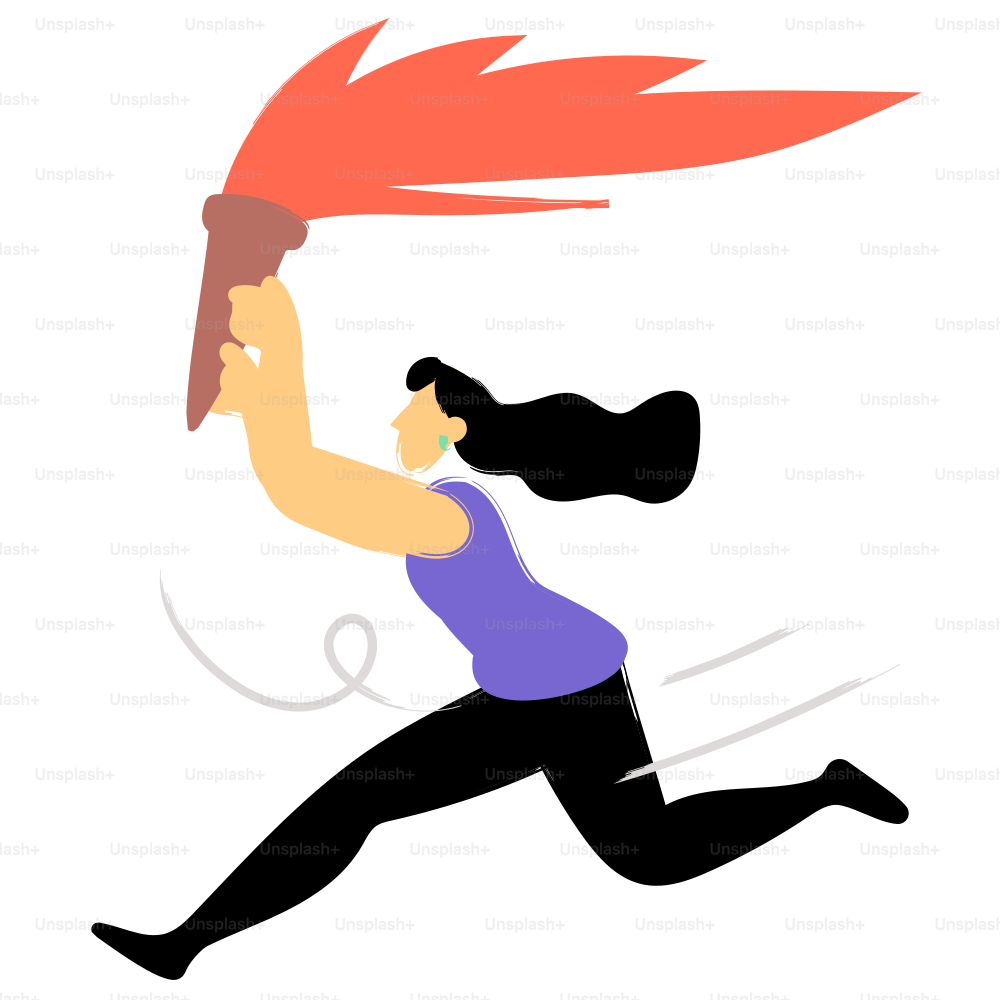 A person is running and holding a torch.