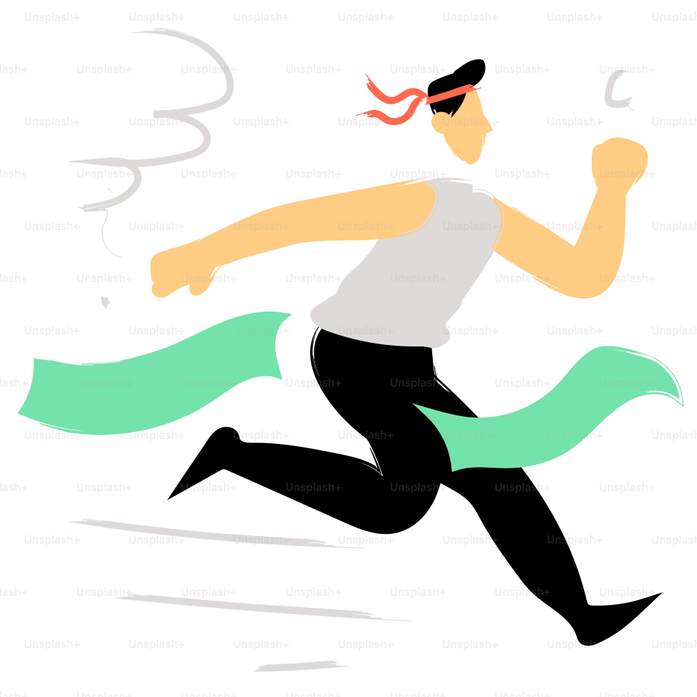 Runner crossing the finish line to win.