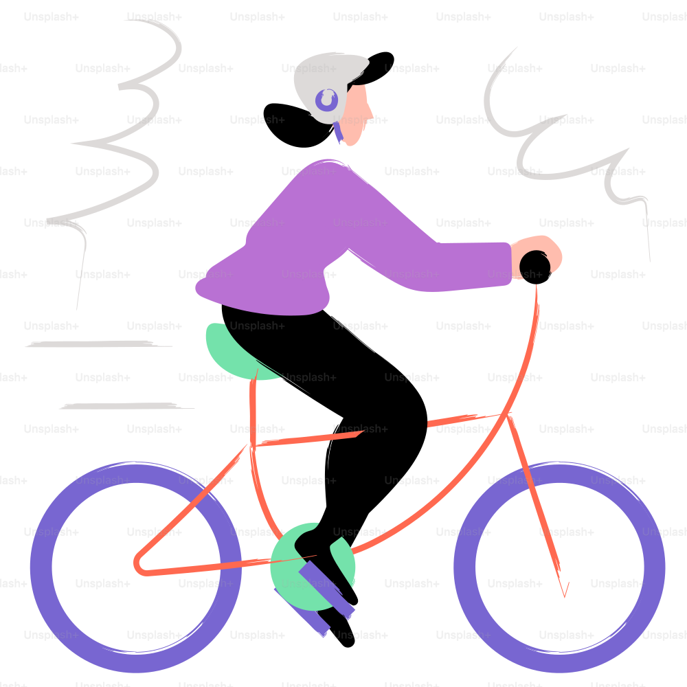 A woman is riding a bicycle.
