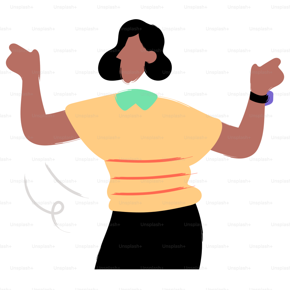 A woman is dancing happily.