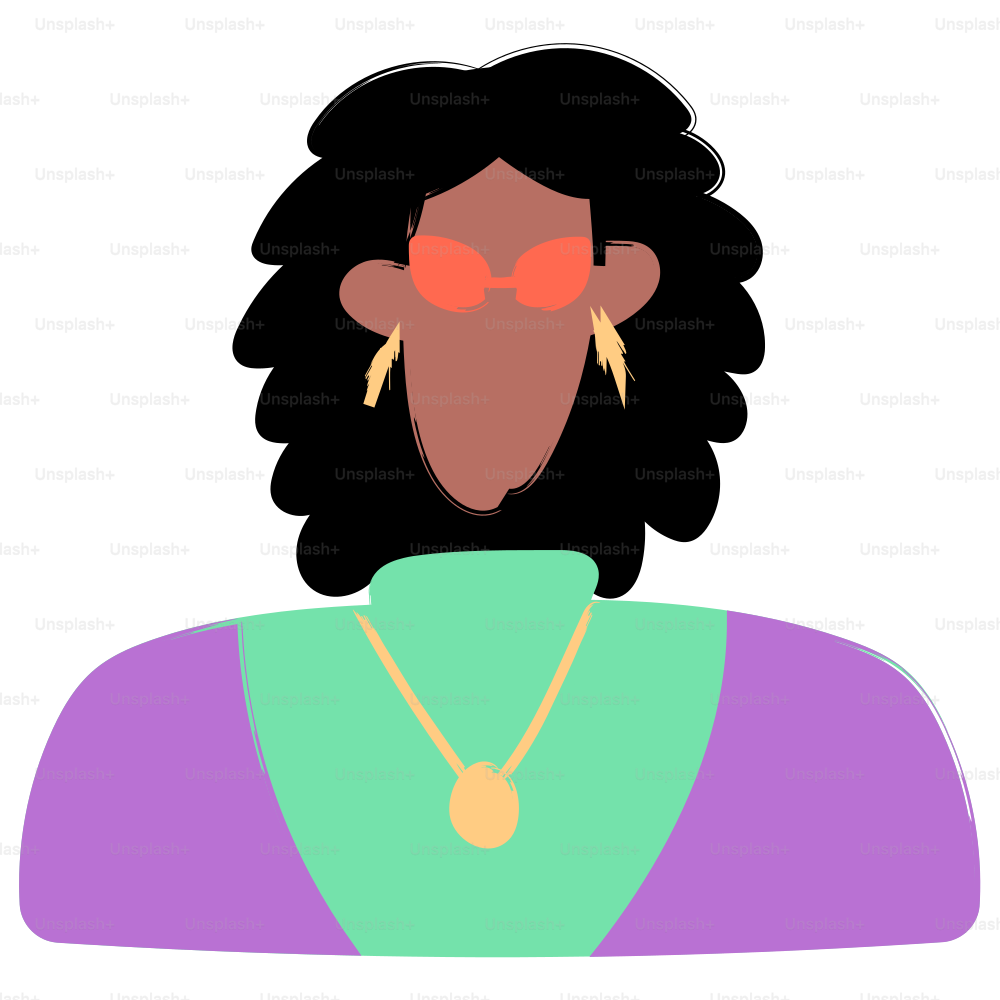 A stylish person with accessories in a cartoon drawing.