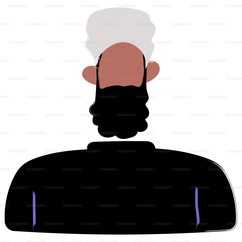 Man's back view, showing his hair and beard.