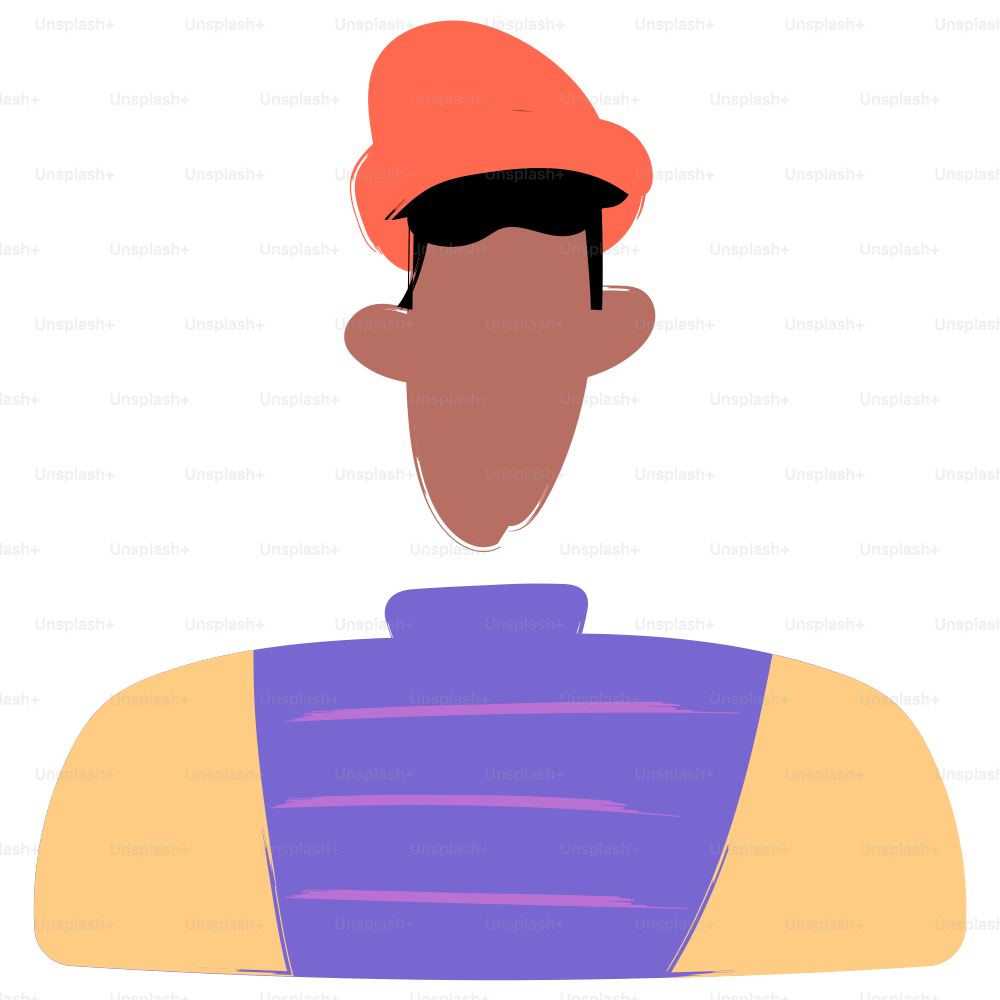 Cartone animato di una persona con un berretto e una maglietta.