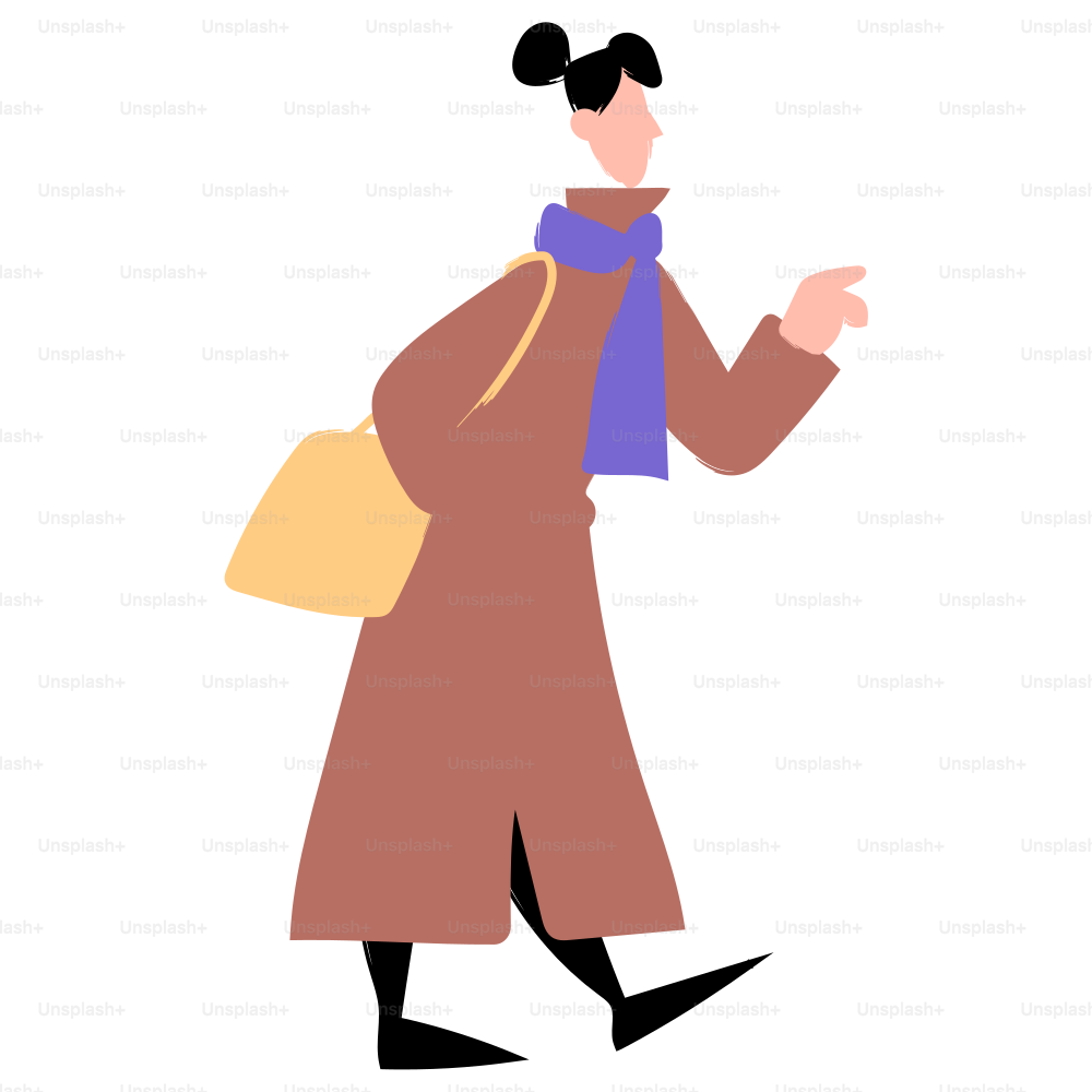 Eine Frau läuft und zeigt.